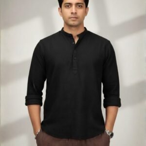 Black Textured Kurta