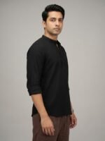Black Textured Kurta - Image 2