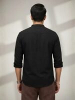 Black Textured Kurta - Image 4