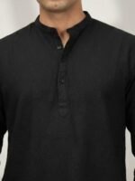 Black Textured Kurta - Image 3