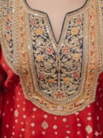 Red Embroidered Peplum Set - Image 4