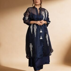 Navy Embroidered Kurta