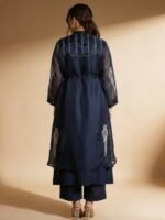 Navy Embroidered Kurta - Image 4
