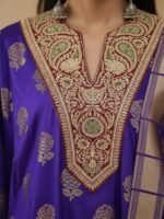 Purple Embroidered Kaftan Dress - Image 3