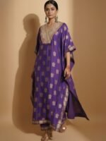 Purple Embroidered Kaftan Dress - Image 5