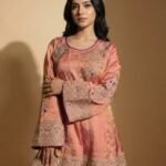 Peach Embroidered Kurta Dress