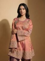 Peach Embroidered Kurta Dress